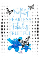 Load image into Gallery viewer, ABIDE Journal - Faithful, Fearless, Fabulous, Fruitful - Butterfly (Blue)