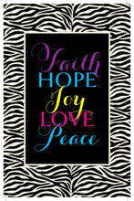 Load image into Gallery viewer, ABIDE Zebra print Journal - FAITH, HOPE, JOY, LOVE, PEACE