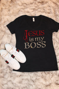 Abide - "Jesus is My Boss" Tee Shirt - Red