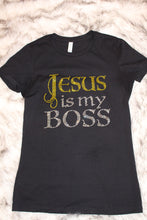 Load image into Gallery viewer, Jesus is My Boss Tee Shirt - Gold