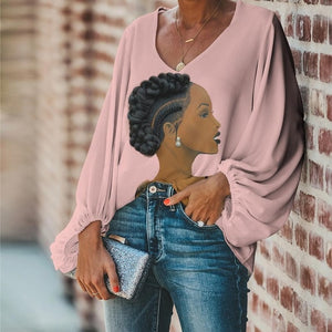 Chiffon Blouse-- Beautiful African Women Face Print