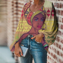 Load image into Gallery viewer, Chiffon Blouse-- Beautiful African Women Face Print