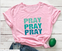 Load image into Gallery viewer, Pray On It Pray Over It Pray Through It T-Shirt Tee Gray Top Tee Shirts for Women Letter Print Woman Clothes 2020 New Tops