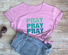 Load image into Gallery viewer, Pray On It Pray Over It Pray Through It T-Shirt Tee Gray Top Tee Shirts for Women Letter Print Woman Clothes 2020 New Tops