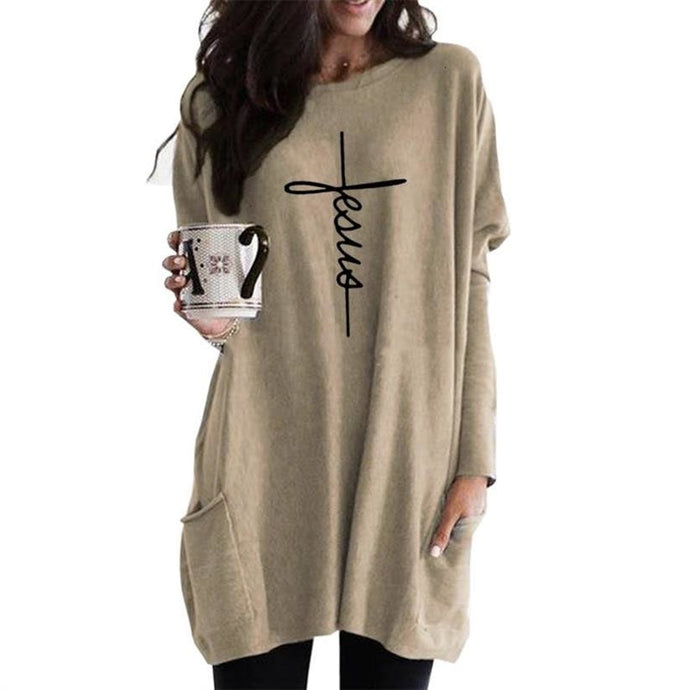 Feaua Letters Print Long Sleeve Casual Pocket Hoodies For Women Hoodies Women Sweatshirt Femmes Sweatshirts Tops Print Pockets
