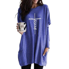 Load image into Gallery viewer, ABIDE Jesus Long Sleeve Sweater Shirt with Pockets