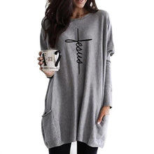 Load image into Gallery viewer, ABIDE Jesus Long Sleeve Sweater Shirt with Pockets